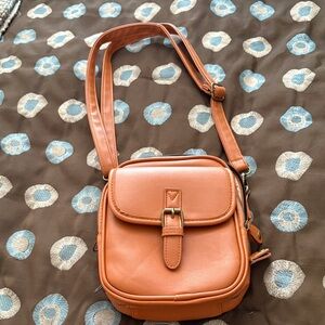 Tan Crossbody Shoulder Bag with Front Flap